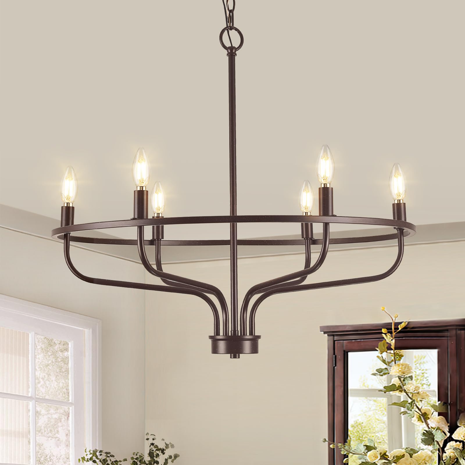 6-Light Farmhouse Oil Rubbed Bronze Chandelier