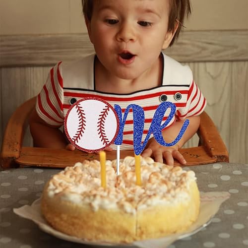 Miniatura 4 de Decoración para tartas de béisbol con purpurina, decoración de pastel de primer cumpleaños, temática deportiva, temática de béisbol, suministros de