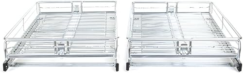 Origami Chrome One Tier 13 pulgadas de ancho x 21 pulgadas de profundidad x 4 pulgadas de alto, organizador de gabinete ajustable de cocina, grande,