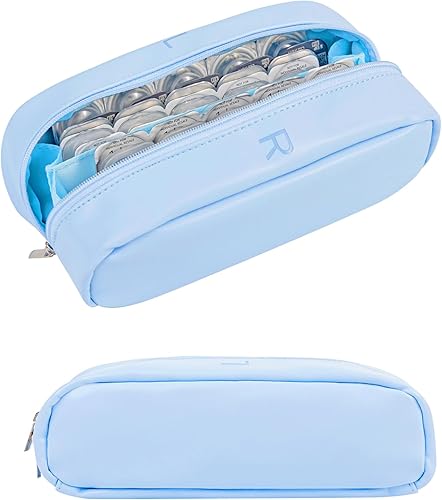 Estuche organizador diario para lentes de contacto, estuche de almacenamiento portátil para lentes de contacto diarias desechables (azul)