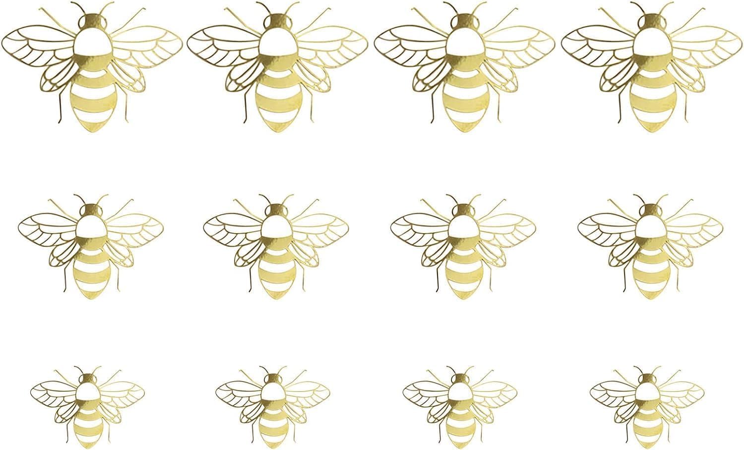 3Pcs Bee Wall Decals Honey Bee Wall Stickers Gold Honey Bee Decals,Removable DIY Bee Decoration Decals,Honeycomb Wall Decals for Kids Bedroom Living Room Nursery Playroom Decorations - Image 2