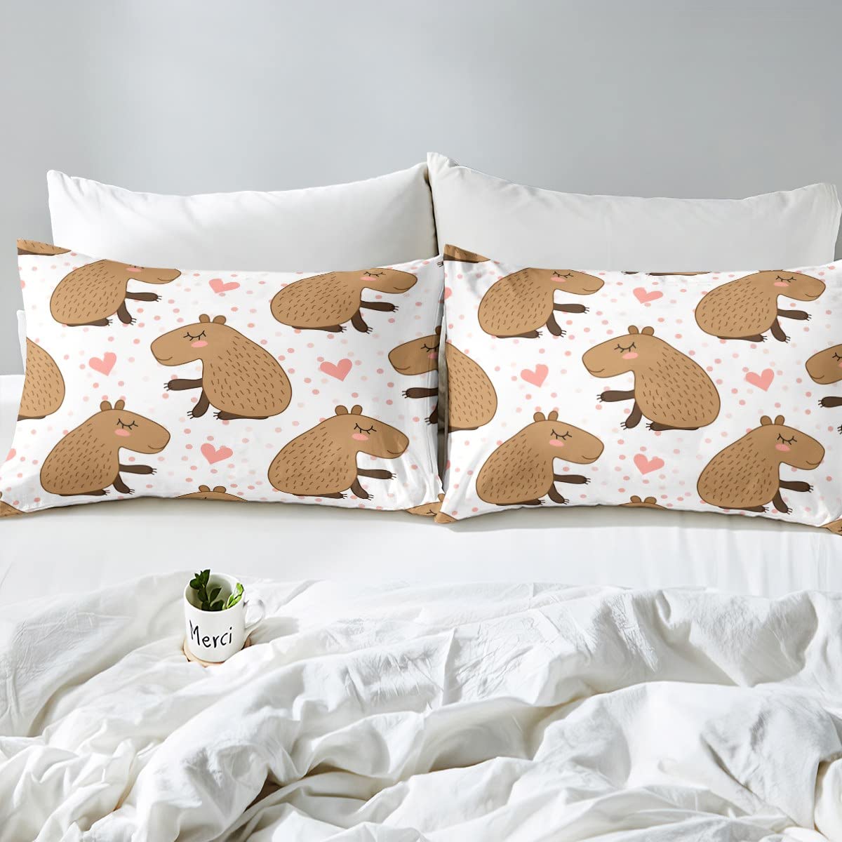 Manfei Capybara Duvet Cover Set Single Size, South America Fauna Comforter Cover with 1 Pillowcase - Image 4