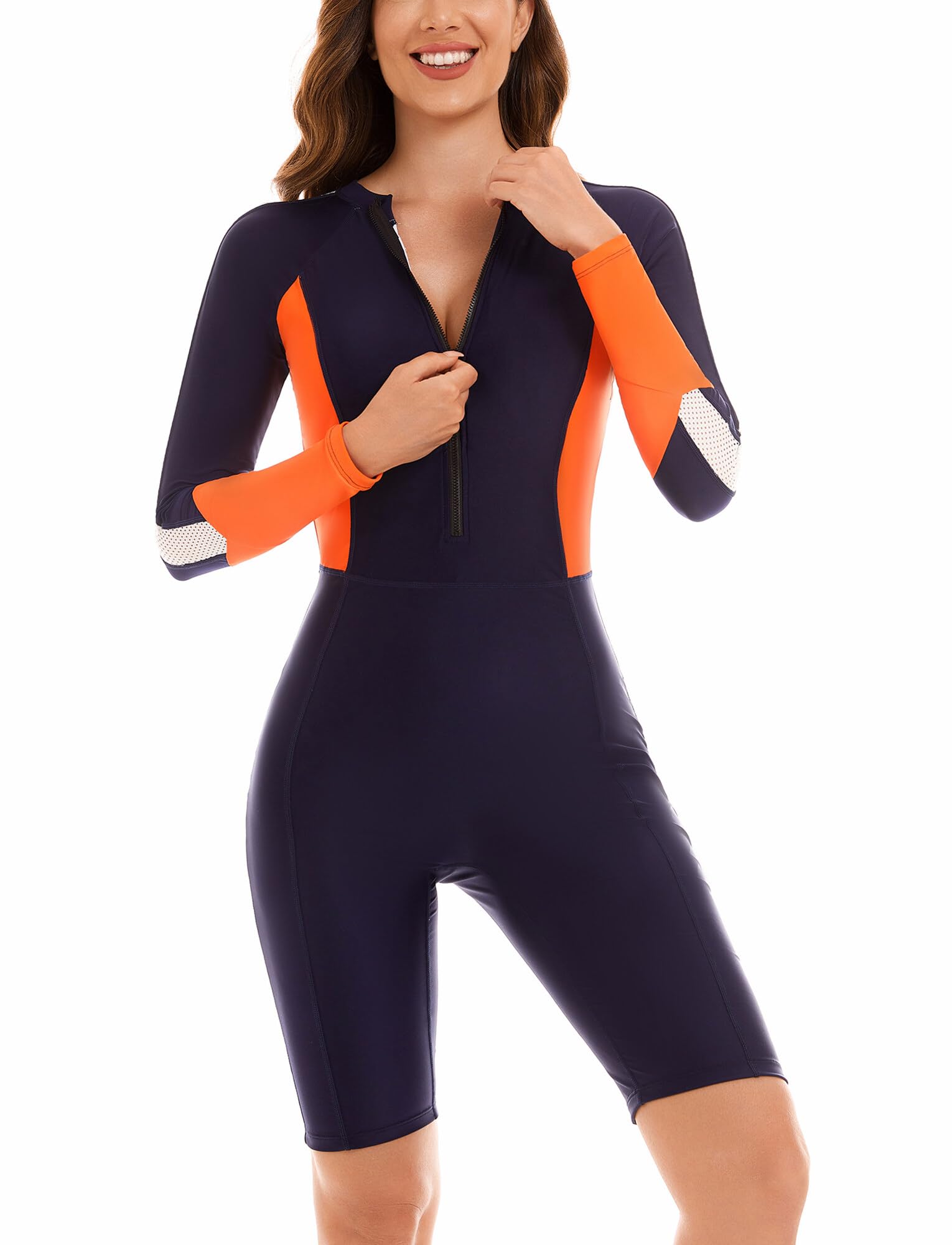 SEAUR Maillots de Bain Femme UPF 50+ Rashguard Une pièce Manche Longue Demmes Combishort de Plage Anti-UV Natation Surfing Dame