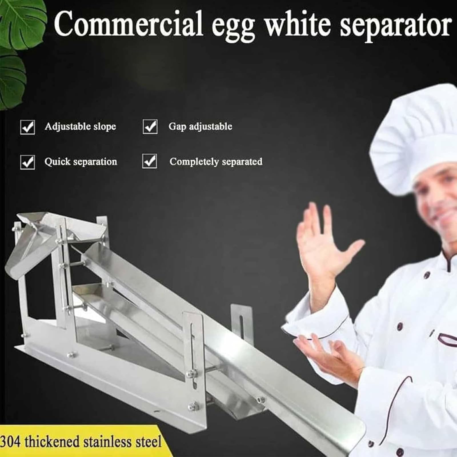 Eigelbtrenner, Flüssigkeitstrennmaschine mit einstellbarer Höhe und Lücken, 304 Edelstahlkonstruktion für effizientes Kochen und Backen