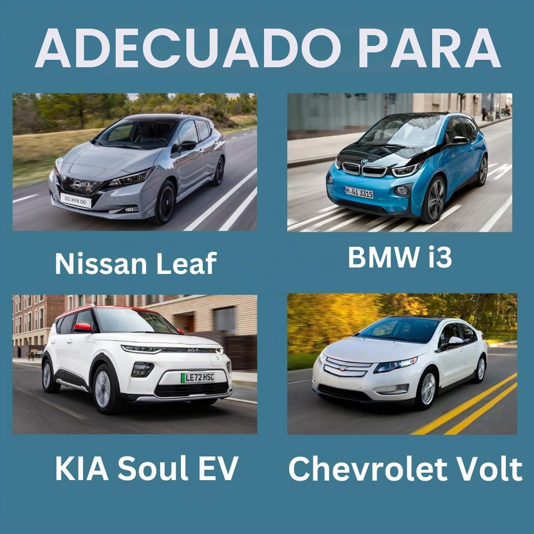 Cable de Carga Tipo 2 a Tipo 1 para Coches Eléctricos – 7kW (32A, AC) – 5m – Compatible con Nissan Leaf, Kia Soul EV, BMW i3 (US), VW e-Golf (US) – IP54 – 2 Años de Garantía