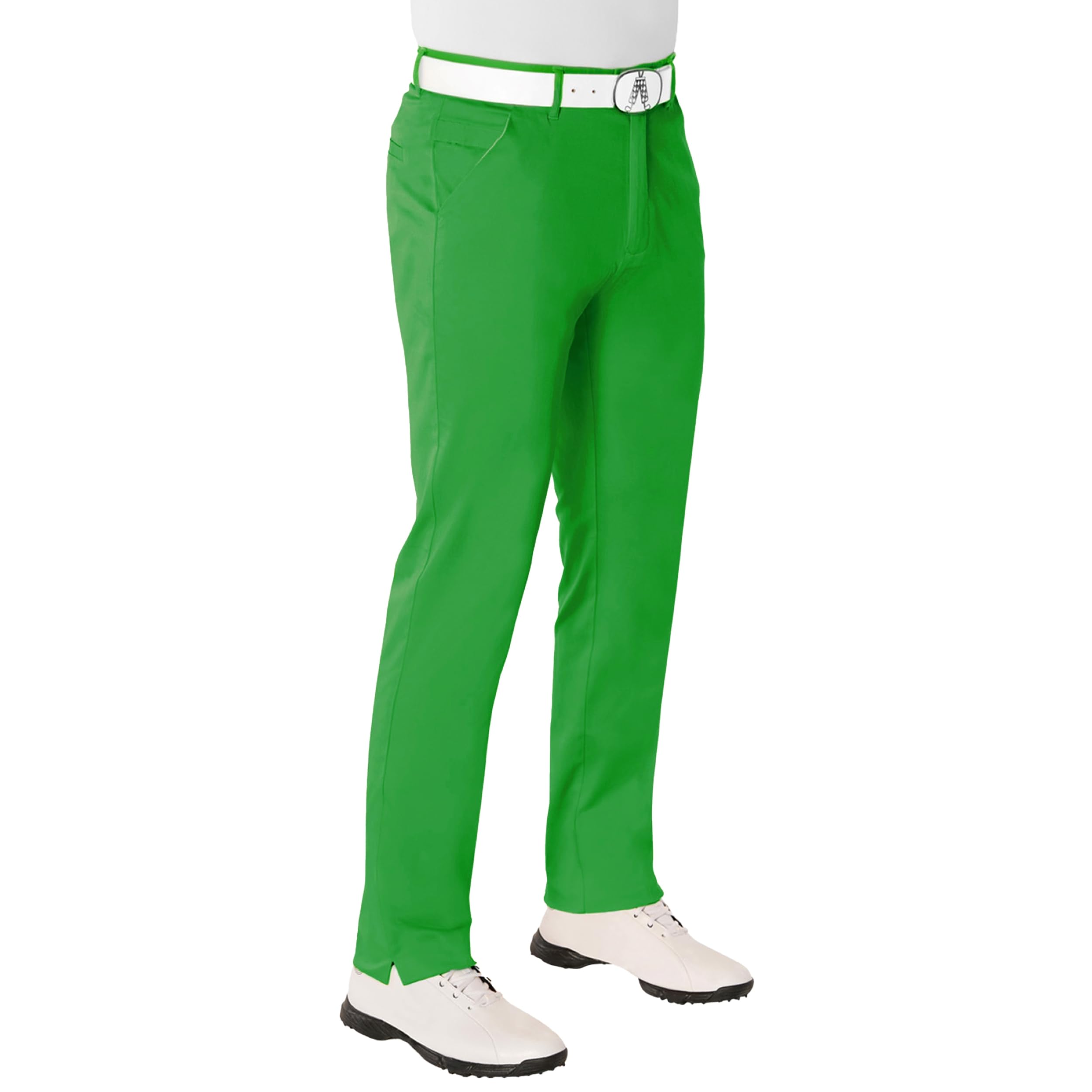 Royal & Awesome Funny Mens Golf Trousers, Green Bright Stretch Cotton, Golf Pants for Men, Waist 44 Leg 34