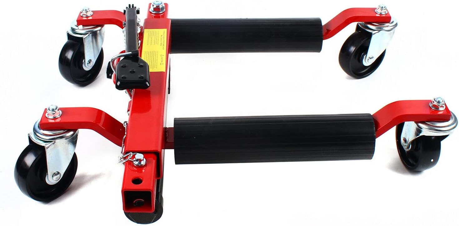 Dragway Tools, 1500lbs 750kg Hydraulic Positioning Car Wheel Dolly Jack Lift for Moving Vehicle Stock (Red)