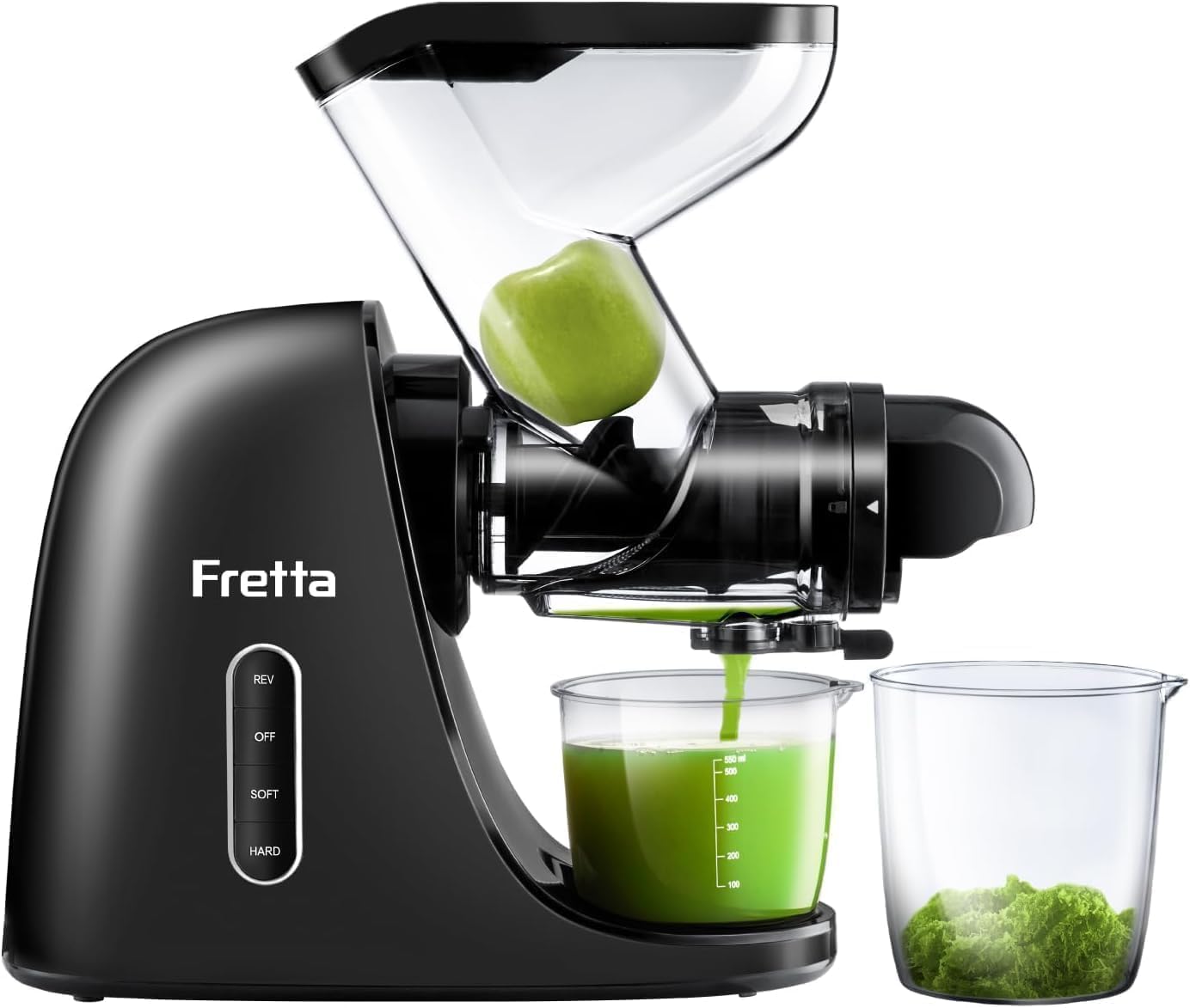 Fretta Juicer Machines, Cold Press Juicer, 3" Feed Chute, Easy Clean,200W