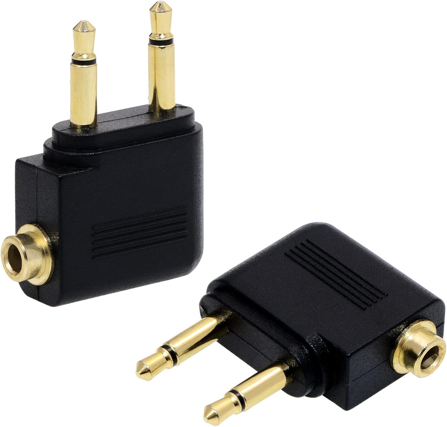 Mini Skater 2 Pcs Gold Plated Airplane Flight Headphone Adapters AUX