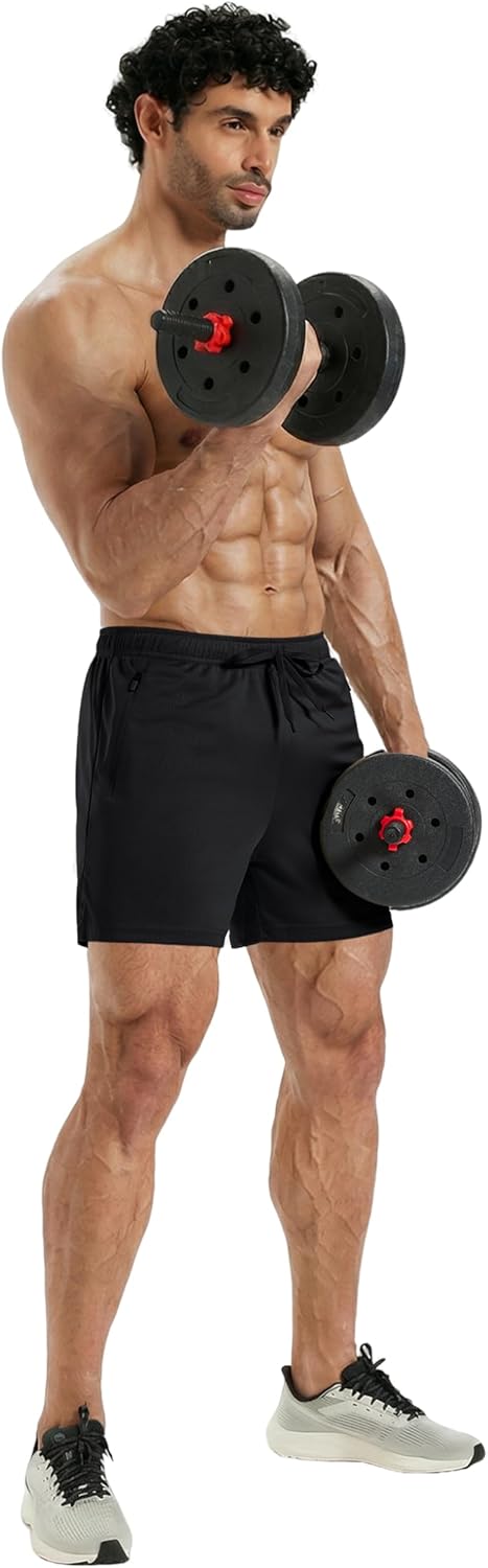 MAGCOMSEN Men's 5" Athletic Running Shorts Mesh Quick Dry Lightweight Linerless Gym Workout Shorts with Zipper Pockets - Image 6