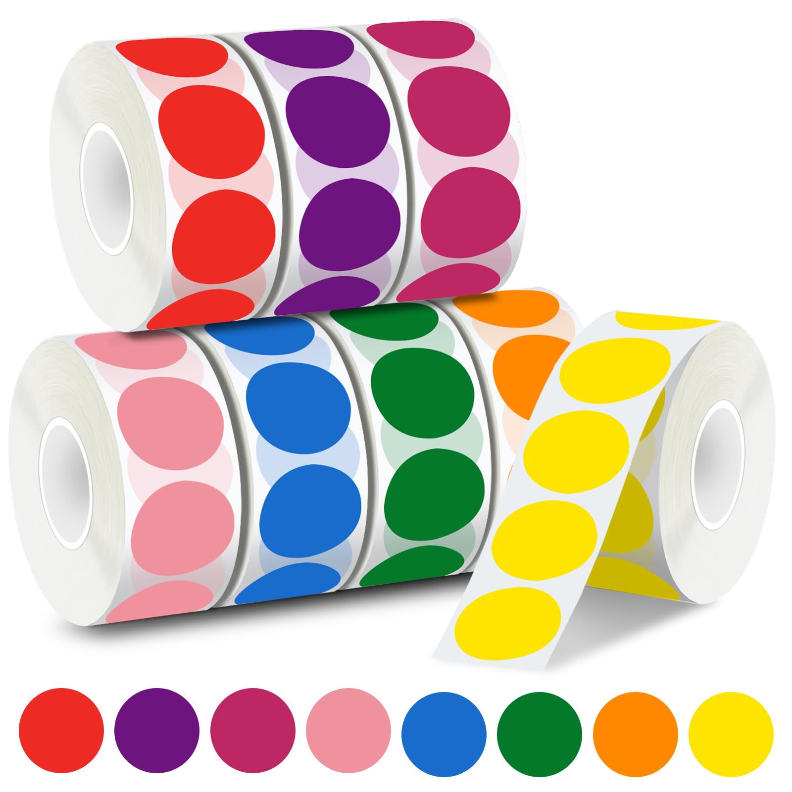 QINGHEC 4000 Pcs Coloured Dot Stickers, 25mm Round Stickers, Self-Adhesive Marker Dots, Coloured Glue Dots, Color Coding Dot Sticker for Office Home School-8 Colours