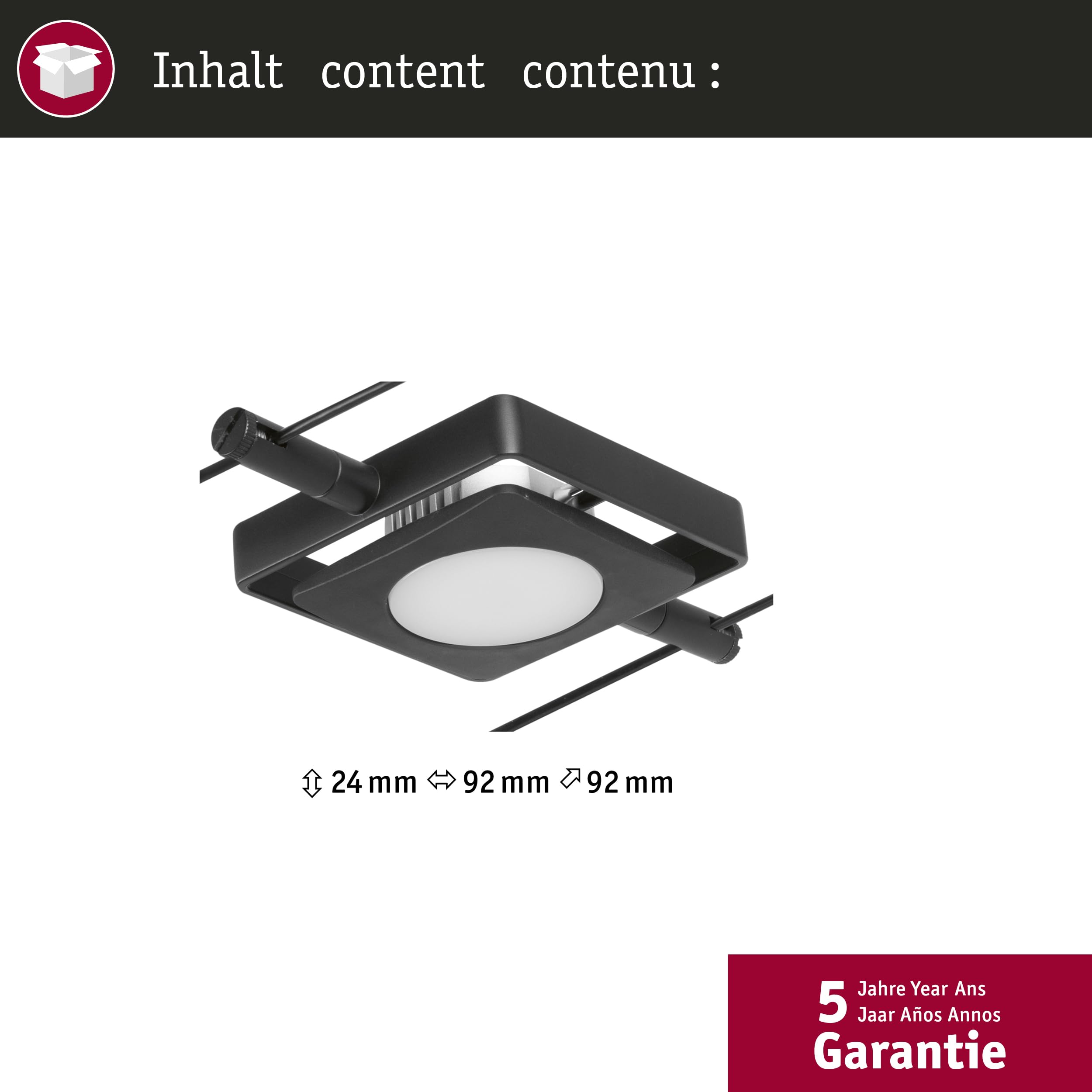 Paulmann 94425 Système de câble LED Corduo Spot MacLED DC, avec 1 ampoule de 4,5 W, extensible, noir mat, câble métallique chromé, 3000 K