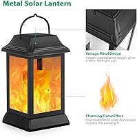 Vista 2 de TomCare Solar Lights Metal Flickering Flame Solar Lantern Outdoor Hanging Lanterns Decorative Lighting Heavy Duty Solar Powered Waterproof Umbrella