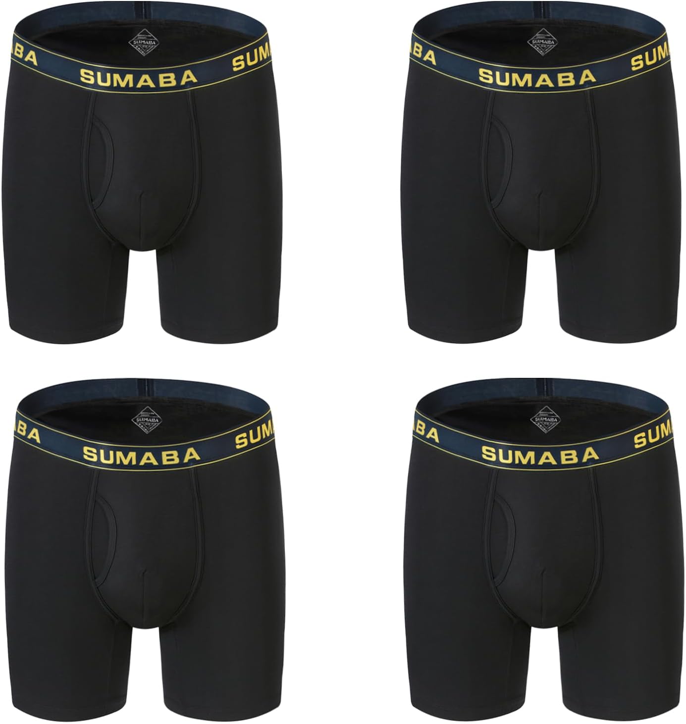 Long Leg Men Underwear Boxer Briefs Fly with Pouch No Ride Up Underpants for Men