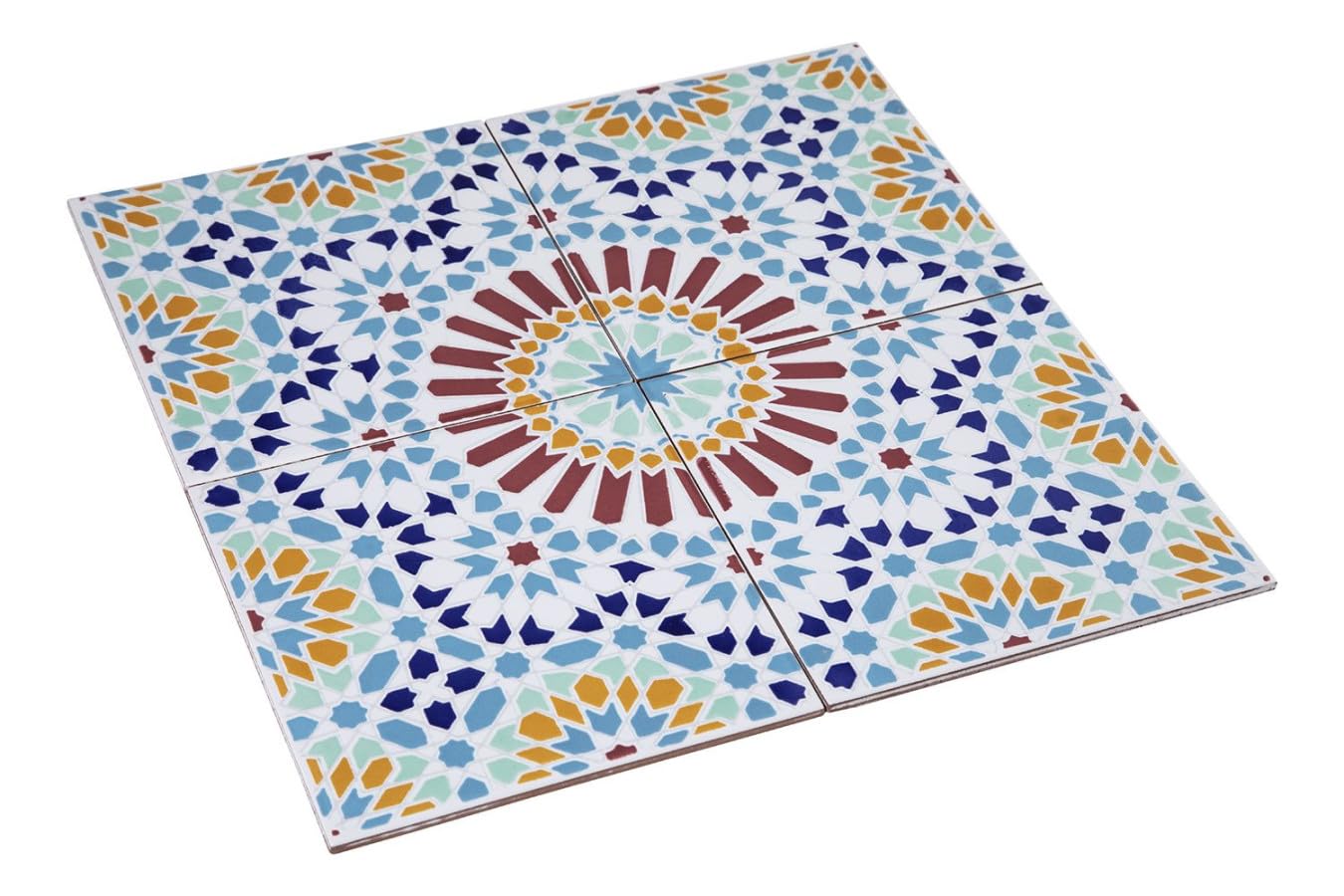 Cerames - Baha, marokańskie płytki ceramiczne - 12 orientalnych tunezyjskich płytek dekoracyjnych (0,48 m2) 20 x 20 cm do łazienki, kuchni, pod schodami. Kolorowe płytki dekoracyjne