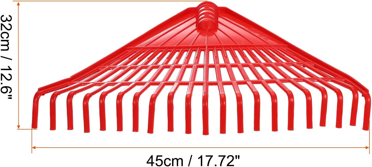 HARFINGTON Garden Rake Replacement Head 21 Tines Plastic Rake Head for Garden Preparation Leaf Debris Cleanup Soil Aeration Educational Tool, Red