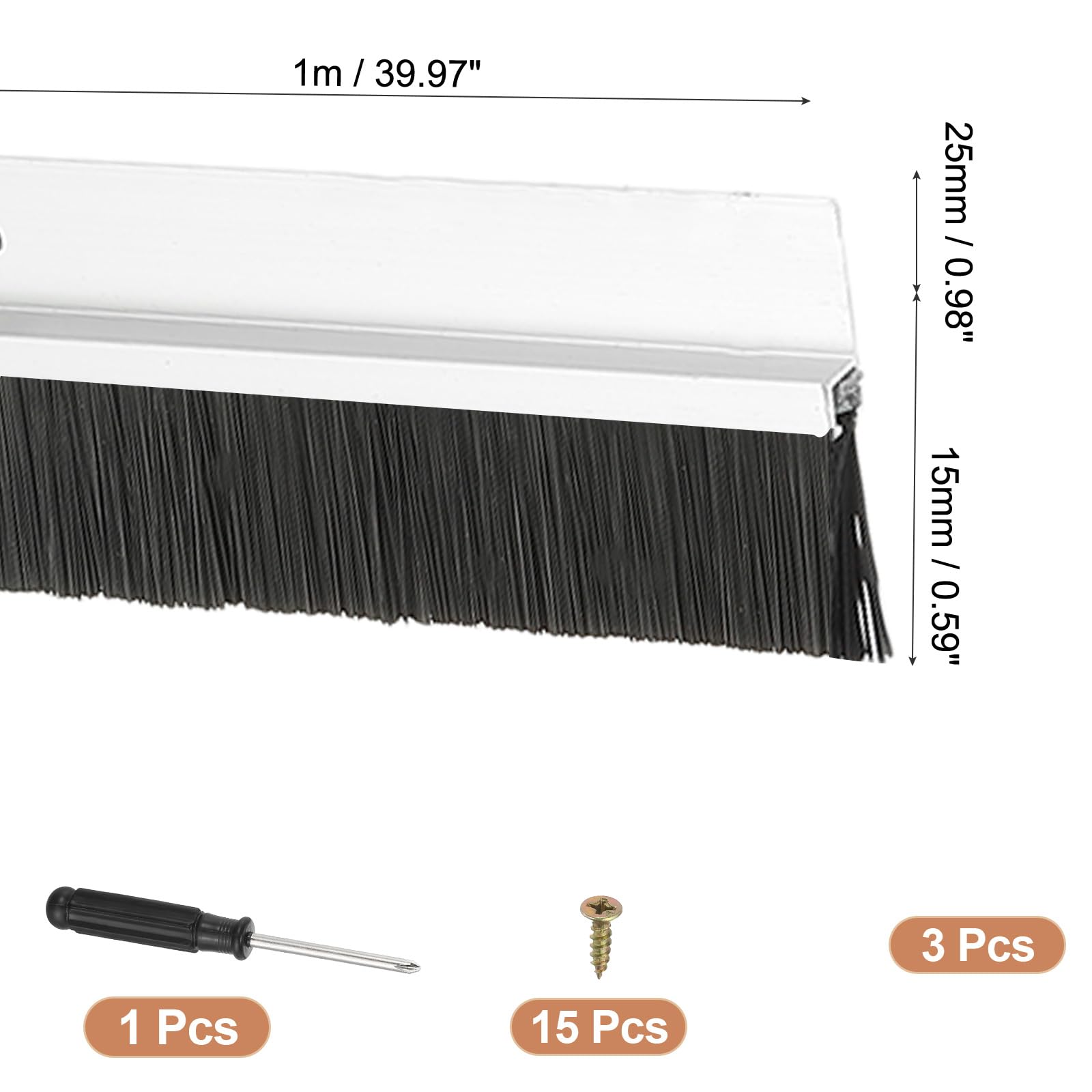 PATIKIL Door Brush Sweeps 0.59" Bristles x 39.37" Long - Image 2