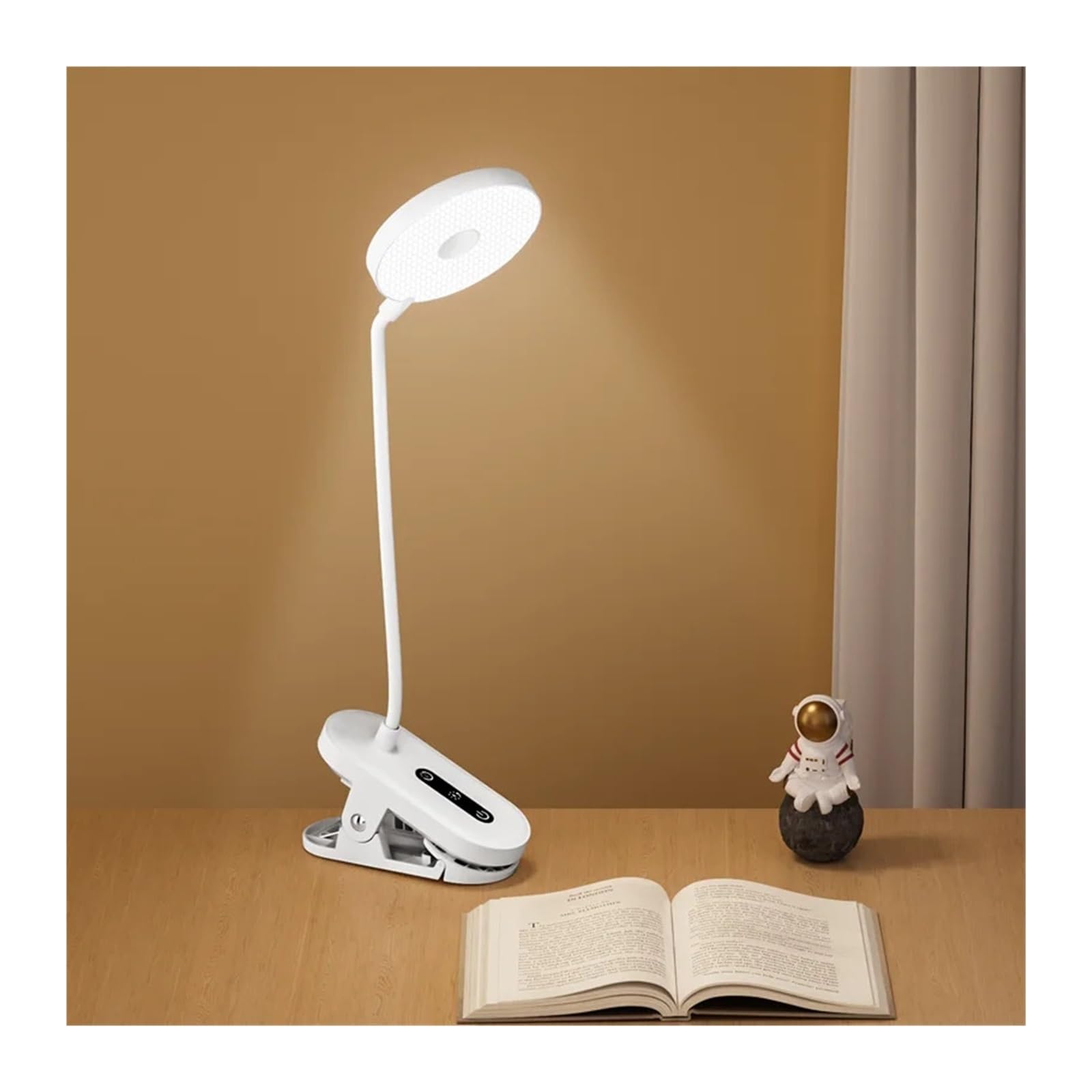 Lámpara de escritorio con Clip, lámpara LED portátil de escritorio, lámpara de escritorio for libros, atenuación continua temporizada, lámpara de estudio de lectura con protección ocular de 1200 Mah