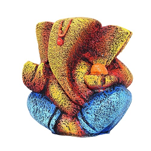Ganesha Idol Shree Gajanand Ganpati Murti 6 inch Vinayak Poly Fibre Resin Statue for Home Temple, Living Room Decor, Office Desk, Festival Gifts (Orange) — photo — 6 of 9