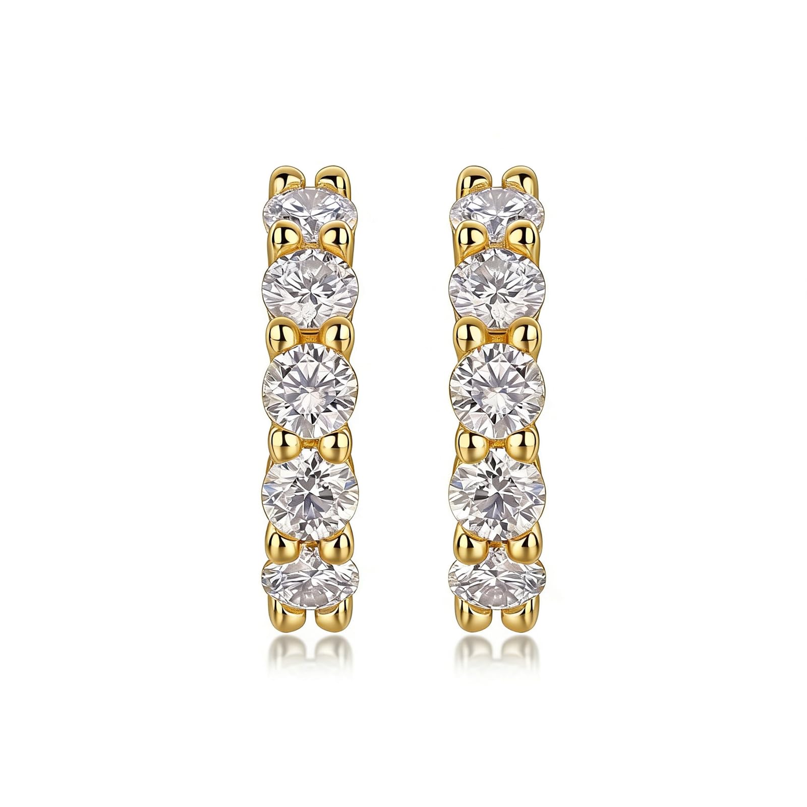Pendientes de aro de moissanita de oro de 9/14/18 quilates para mujer, aretes de aro de media eternidad para mujer