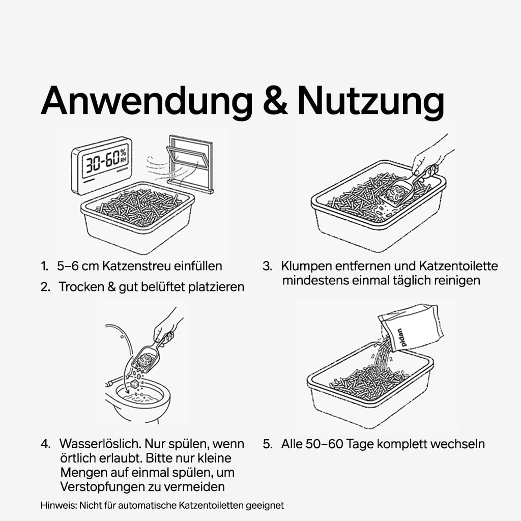 pidan Tofu Katzenstreu mit Bentonit 9,6 kg (4 Beutel) | Klumpstreu mit 70 % pflanzlichen Rohstoffen, staubarm, starke Geruchsbindung, geringe Streuverschleppung