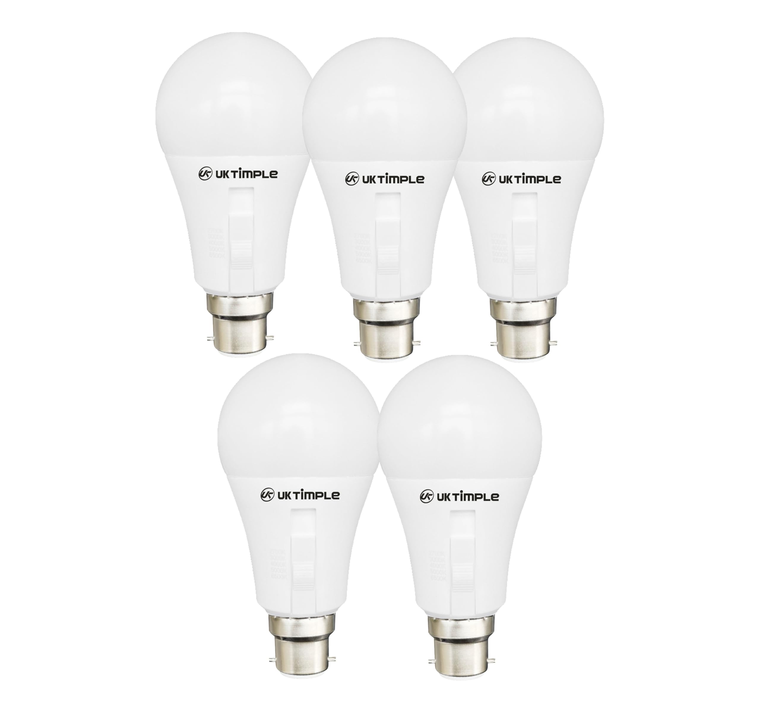 Uk Timple B22 Dimmable LED Light Bulb 9W = 90W Equivalent, 980 Lumens, 5 Correlated Adjustable Colour Temperature LED Lamp, Bayonet Cap B22, 2700K-6500K, Energy Saving Multipack — image 1