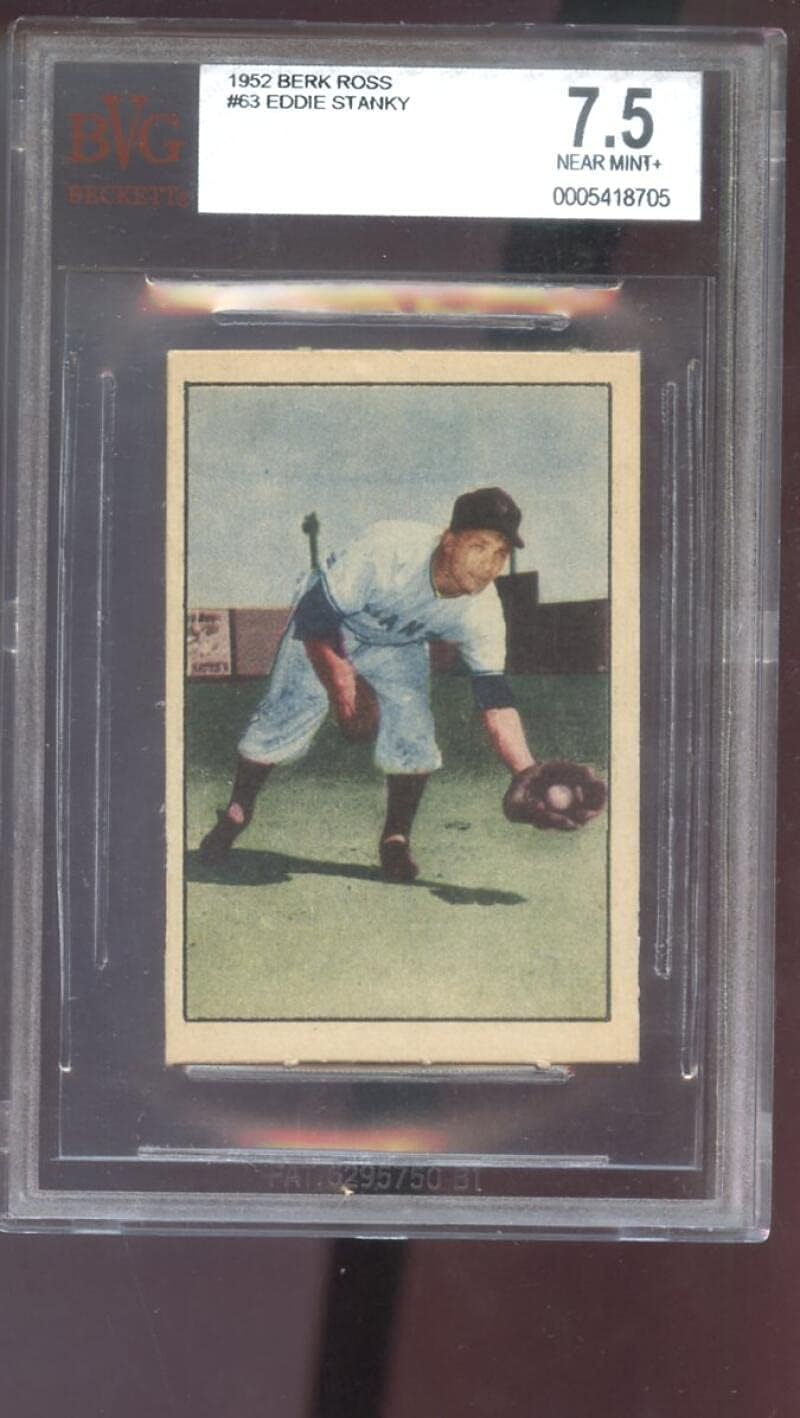 1952 Berk Ross #63 Eddie Stanky New York Giants BGS BVG 7.5 Graded Baseball Card