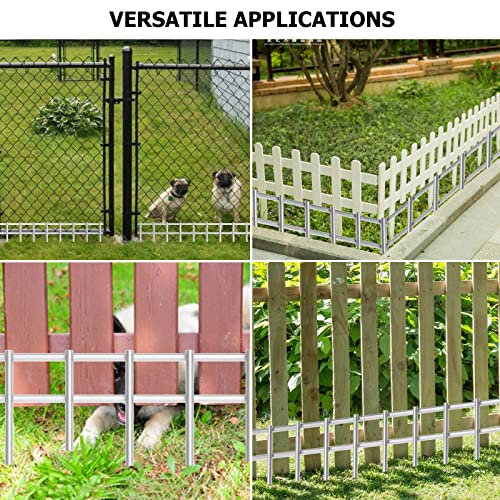 Doniks 10 Pack Animal Barrier Fence With 1.5 Inch Spike Spacing Underground Decorative Garden Fence 32Inch X 10Inch 4 Gauge Galvanized Steel Ground Stakes Fence For Outdoor Garden Yard Patio #TOP6