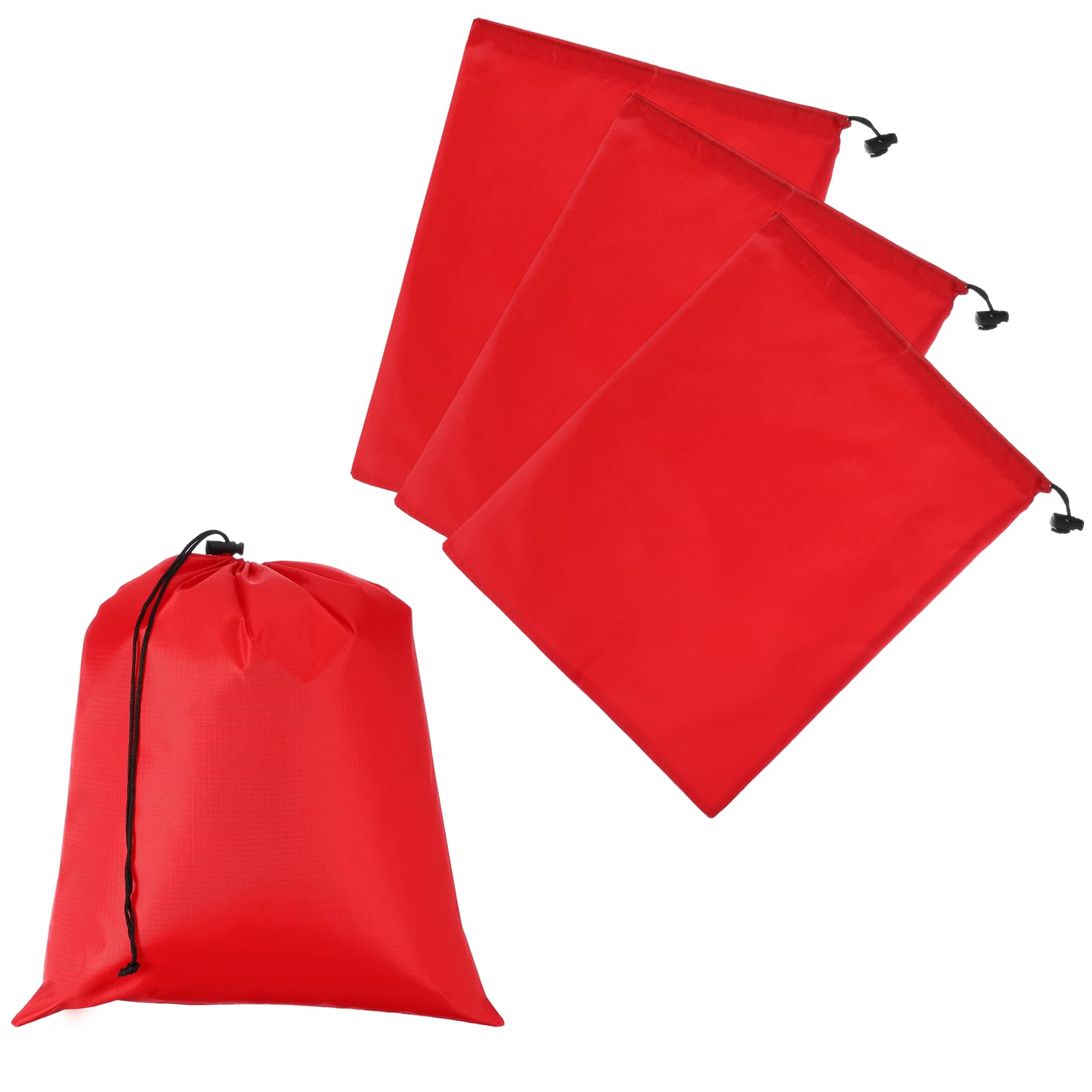 YELARXI Drawstring Bag with Toggle, Stuff Sack String Waterproof Travel Storage Bags Cinch Stuff Pouch -Fitting for (Gym/Traveling/Hiking/Yoga/Office/Shoes)40 x 35cm & 4Pack & Red