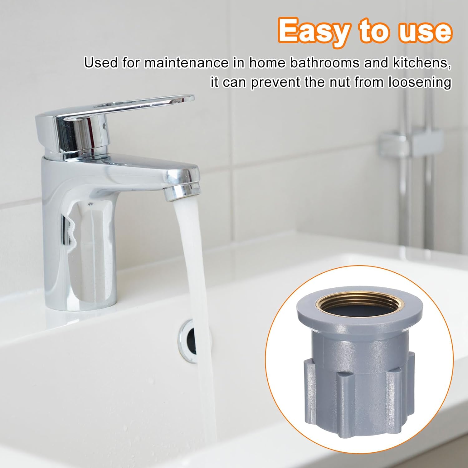 uxcell 2 Pcs 1.18 Inch Faucet Nut Fixed Base, Plastic Fixing Nut Tap Fastener, Fixed Faucet Assembly for Kitchen, Gray