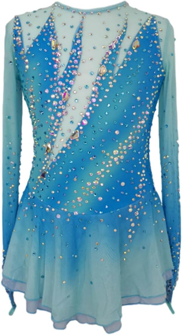 Girl's Blue Diamond Figure Skating Skirt Competition Performance Costume