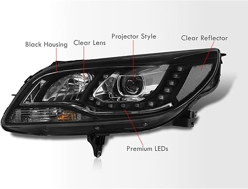 Miniatura 6 de AJP Distributors Carcasa negra transparente reflector LED DRL Bar Halo proyector faros parachoques señal lámparas conjunto compatiblereemplazo para