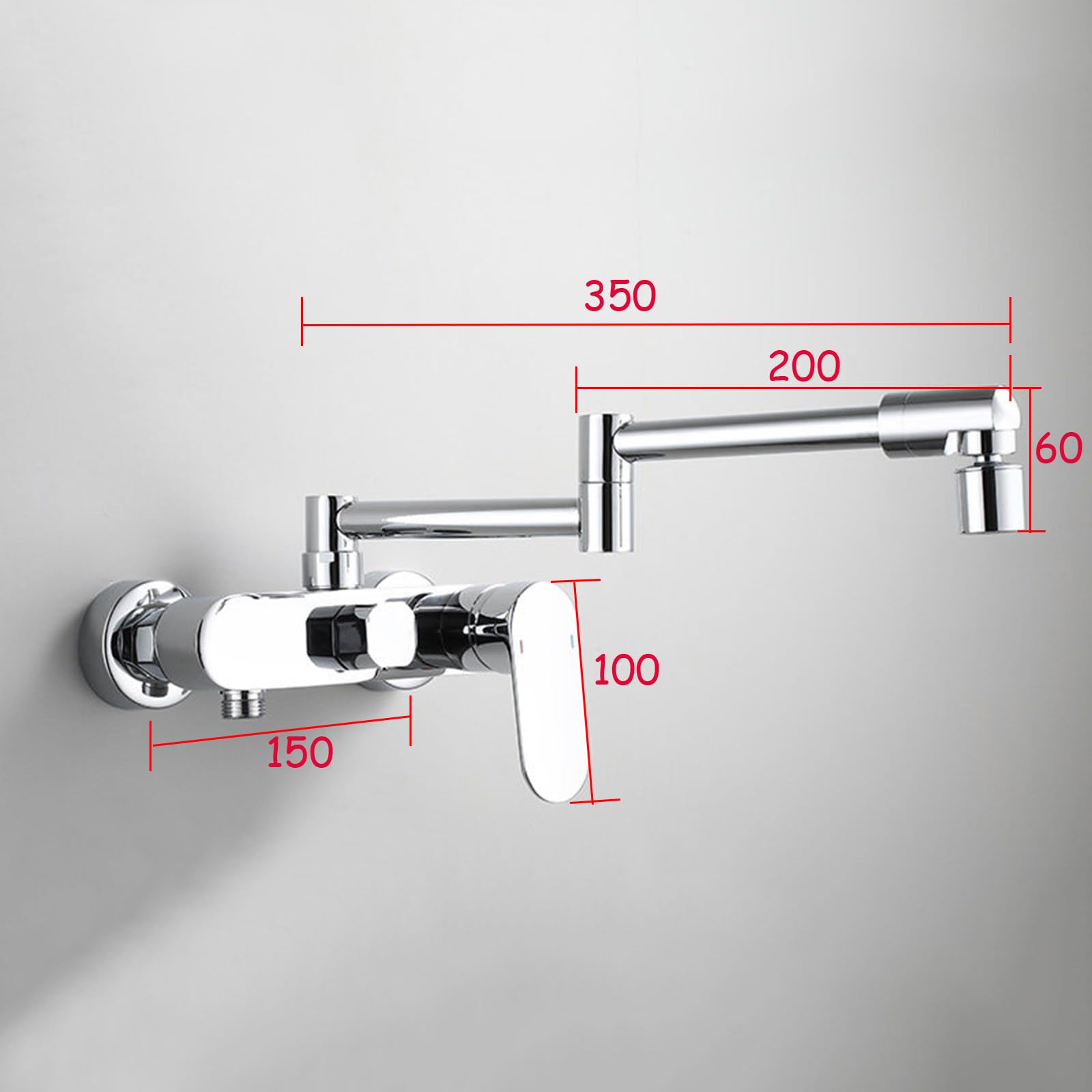Grifo Pared Lavabo Baño Grifo Lavadora Doble Salida 1/2 Dos Modos De Salida De Agua Plegable,Cromado