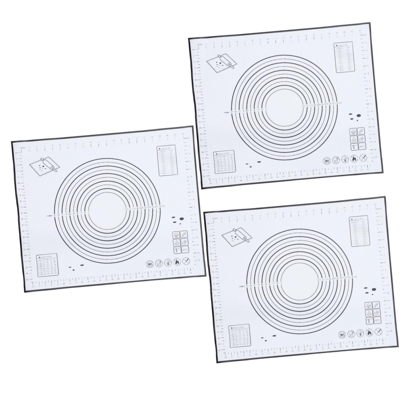 Alipis 3 Piezas Alfombrilla De Silicona Para Hornear. Bandeja Para Asar Para Horno Tapete Para Amasar Alfombra Para Hacer Pan Revestimiento De Silicona Antiadherente Gel De Sílice Black