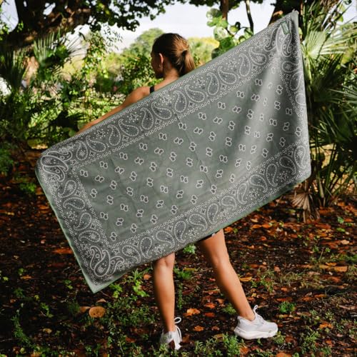 Image of Sprints Athletic Running Towel, Full-Sized, Car Seat Cover - Performance Microfiber (Paisley Probs Green)