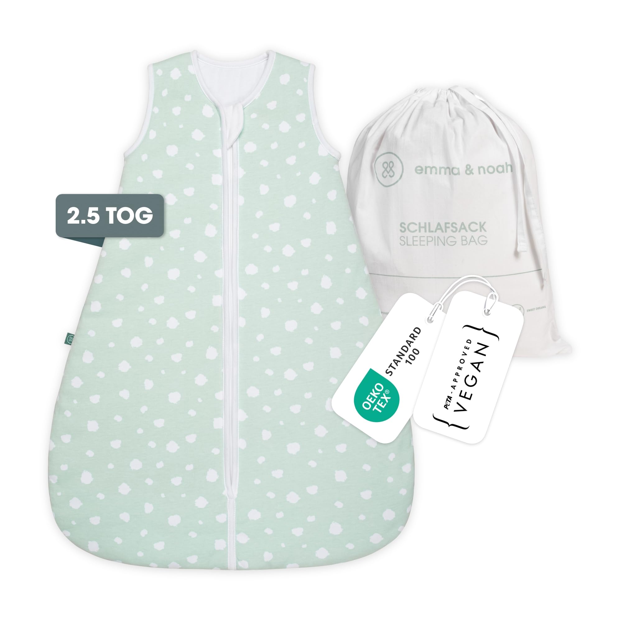 emma noah schlafsack & Premium Baby Schlafsack, Flauschig Weich, Bequem & Atmungsaktiv, 100% natürliche Baumwolle, OEKO-TEX Zertifiziert, Großzügige Bewegungsfreiheit, 2.5 TOG (Punkte Mint, 80 cm) Baby Compatible con::Cannondale Supersix - Tija C1 Aero Campermeyer Ford Transit Custom Noimage