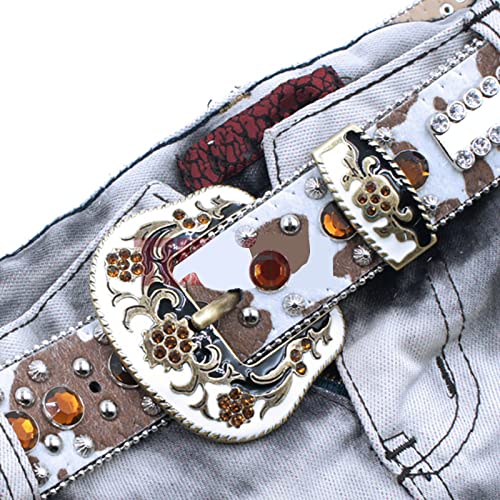 Ceinture en cuir véritable de qualité supérieure avec strass chics - 5