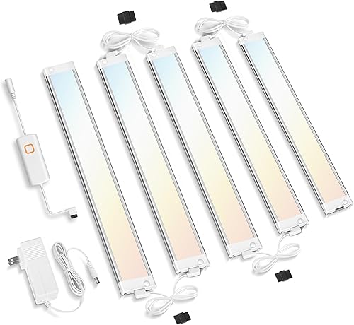 Miniatura 13 de MYPLUS Luces LED para debajo del gabinete, tira de luces LED de 16.4 pies, temperatura de color ajustable y 1123 lúmenes, regulable, 14 W, 24 V