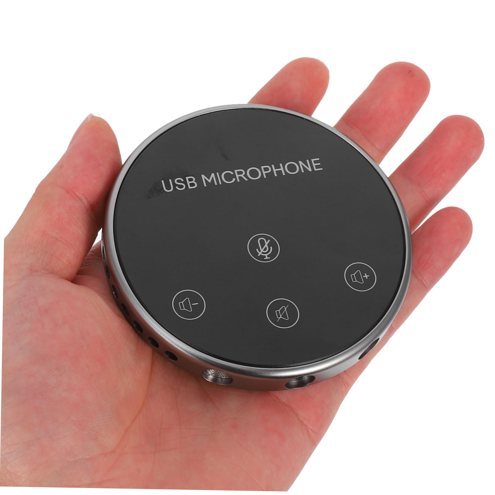 HOMSFOU Microfono Omnidirezionale USB 360° per Conferenza, Nero | Lega di Alluminio, per Notebook e Pc, Chat Vocale Gaming e Live Streaming, Uso Semplice