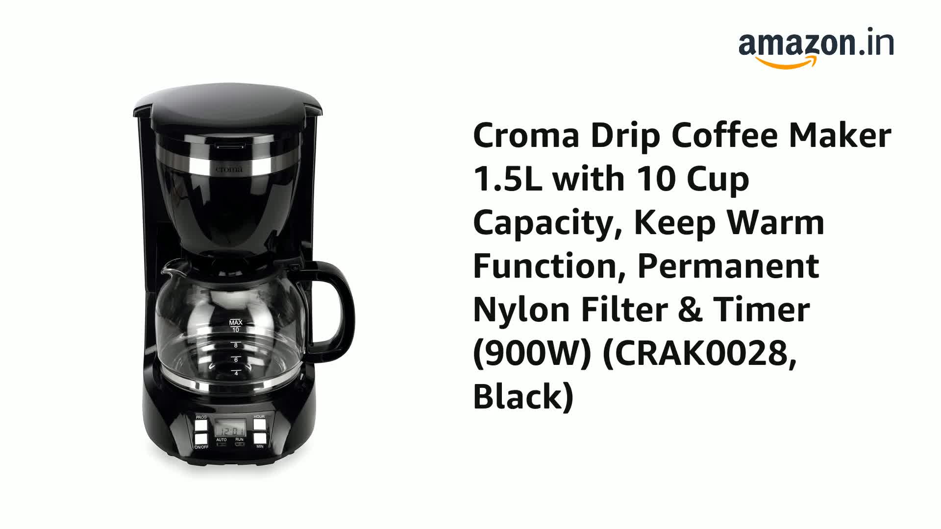 Buy Croma Drip Coffee Maker 1.5L with 