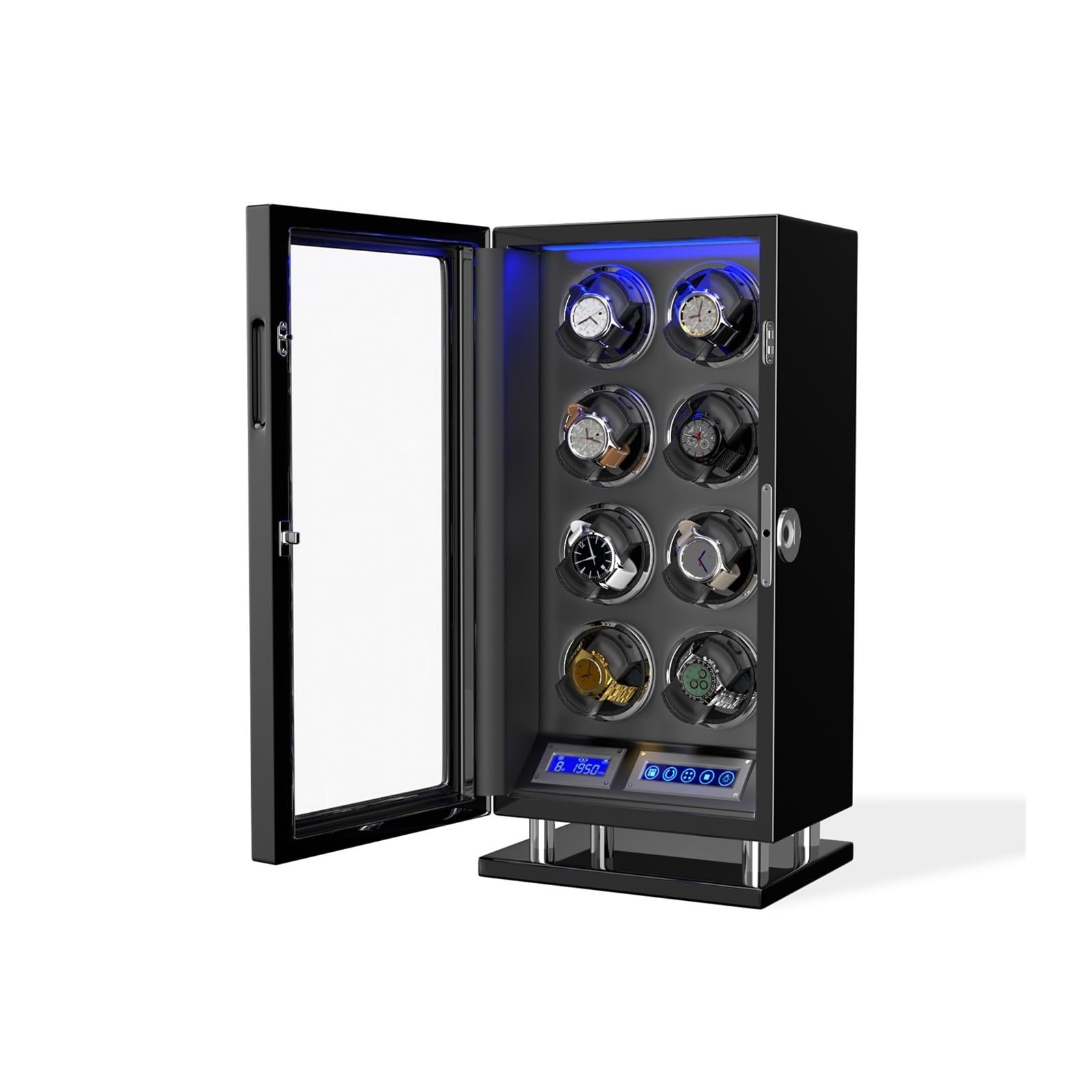 Cassetta di sicurezza Avvolgitore Automatico For Orologi Con Sblocco E Impronte Digitali Con Slot 3/4/6/8/12 Touchscreen Telecomando Cassaforte For Orologi Con Motore(2 winders)