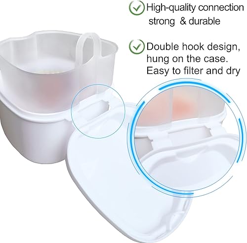 Miniatura 5 de Caja de baño de retención de ortodoncia con cesta de colador, contenedor de dientes falsos, caja de baño de dentadura dental para limpieza de
