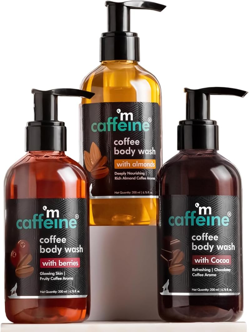Coffee Body Washes for Men & Women| For Tan Removal & Deep Cleansing | Assorted Value Pack Combo | Contains 3 Shower Gels in Energizing Aroma of Berry, Almond & Cocoa | Pack of 3 | 600ml