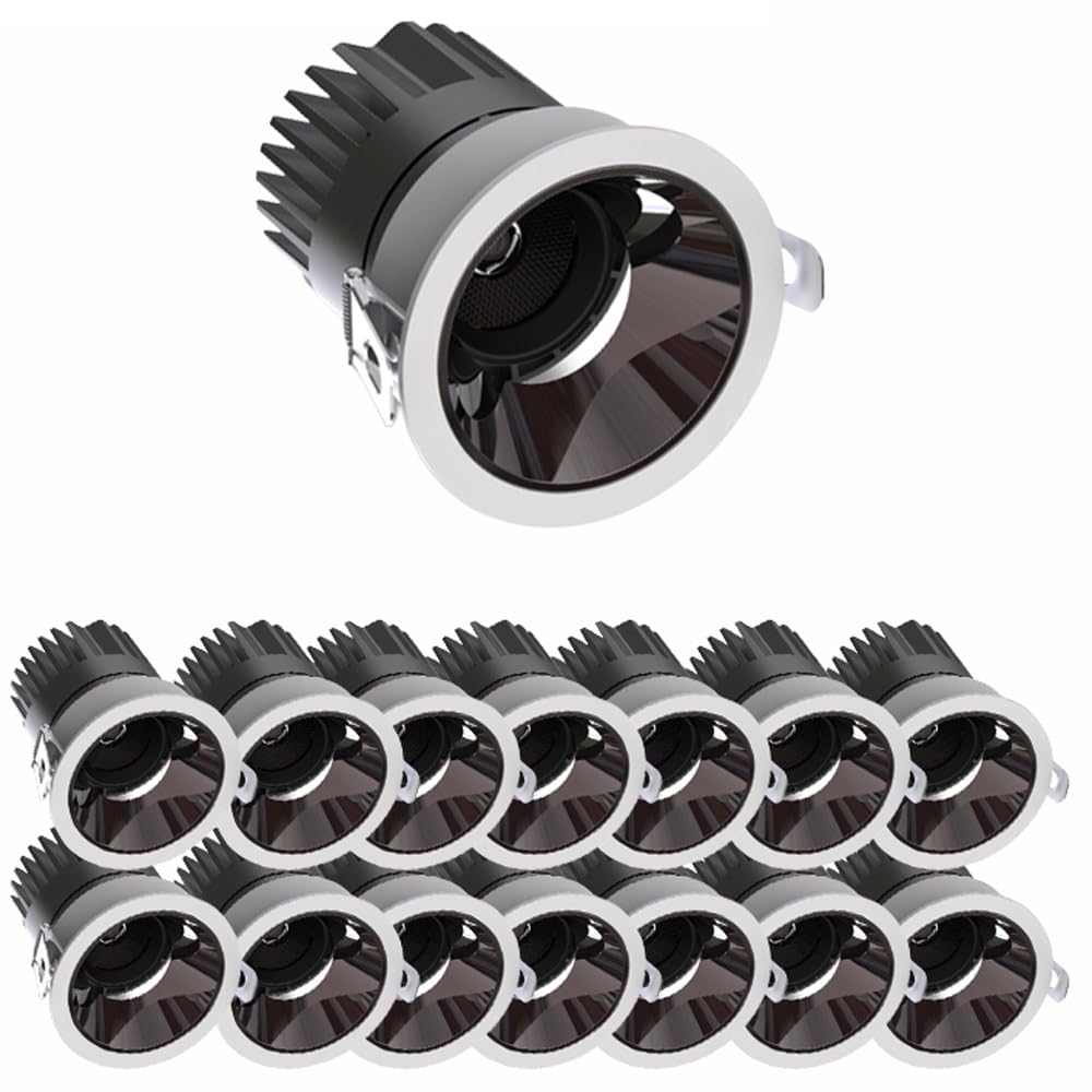 Aioneer 7W 10W 10W Led Recessed Downlight 10 Pcs Cob Spotlights Baffle Trim For Bedroom Living Room Anti-Glare Retrofit Recessed Lighting 75Mm Hole12w-4000K