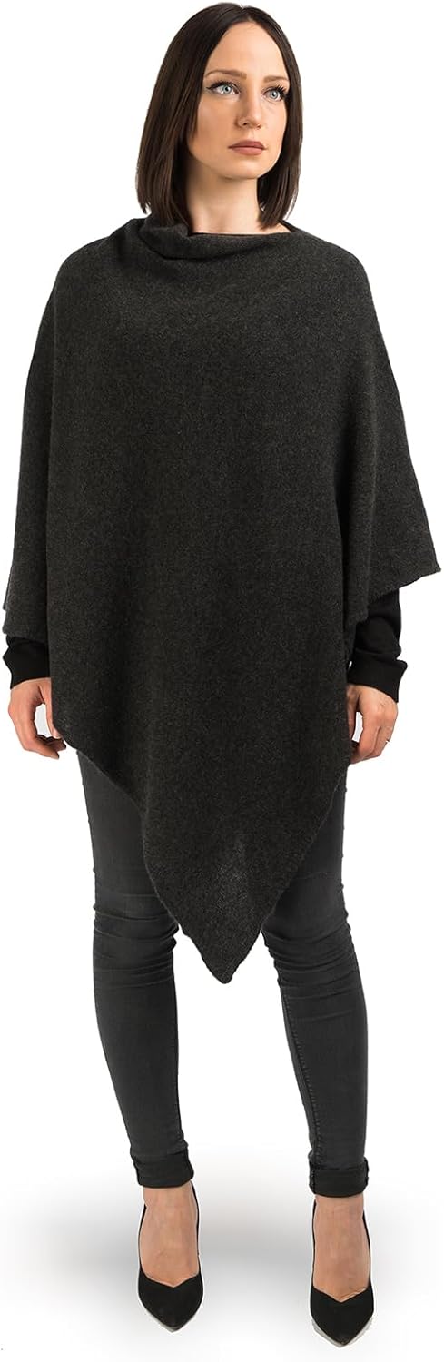 Dalle Piane Cashmere - 100% Cashmere Lightweight Poncho - Made in Italy - Travel Topper (7 oz) - One Size