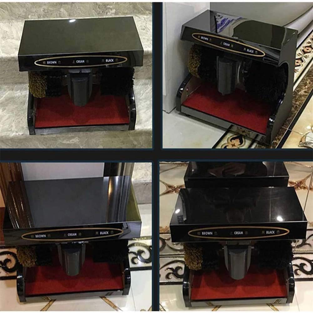 Lucidascarpe elettrica, lucidatrice Automatica a induzione con Spazzola Morbida e Dura, lucidatrice Orizzontale in Acciaio Inox per la Pulizia di Scarpe in Hotel pubblici Black