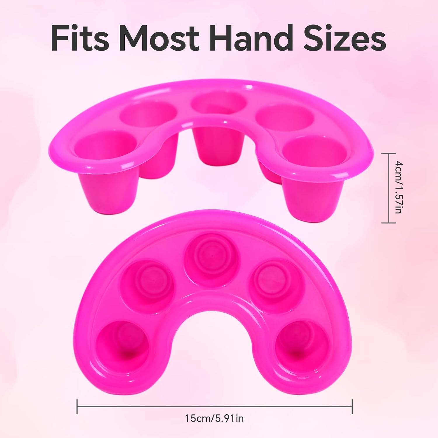 2Pcs Five-finger Nail Soaking Bowl 1Pcs Cuticle Pusher (Rose Red)