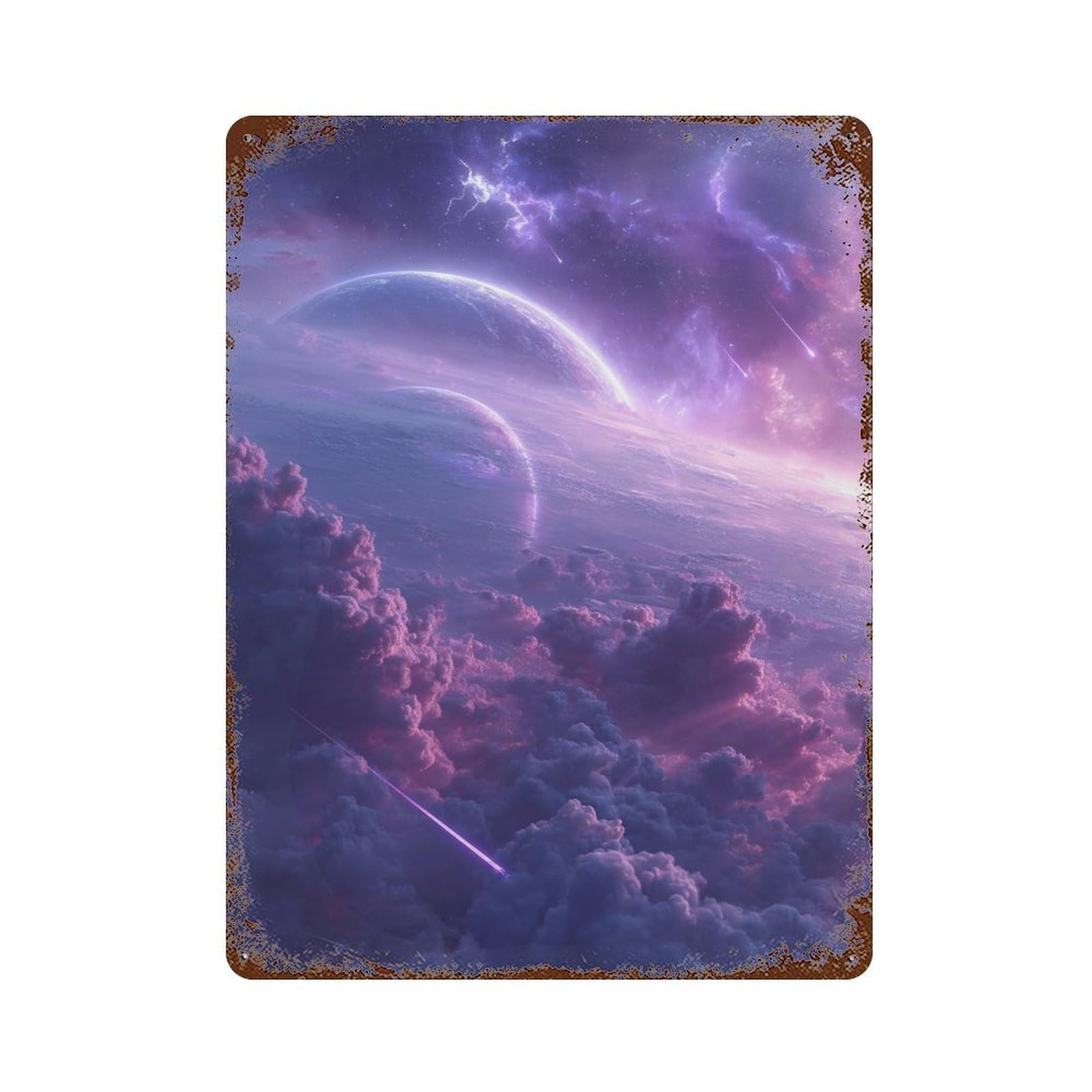 Weathered Tin Sign Galactic Dreamscape -3 15.7"x11.8", Rustic Home Decor for Basement, Hobby Room And Garage Decor