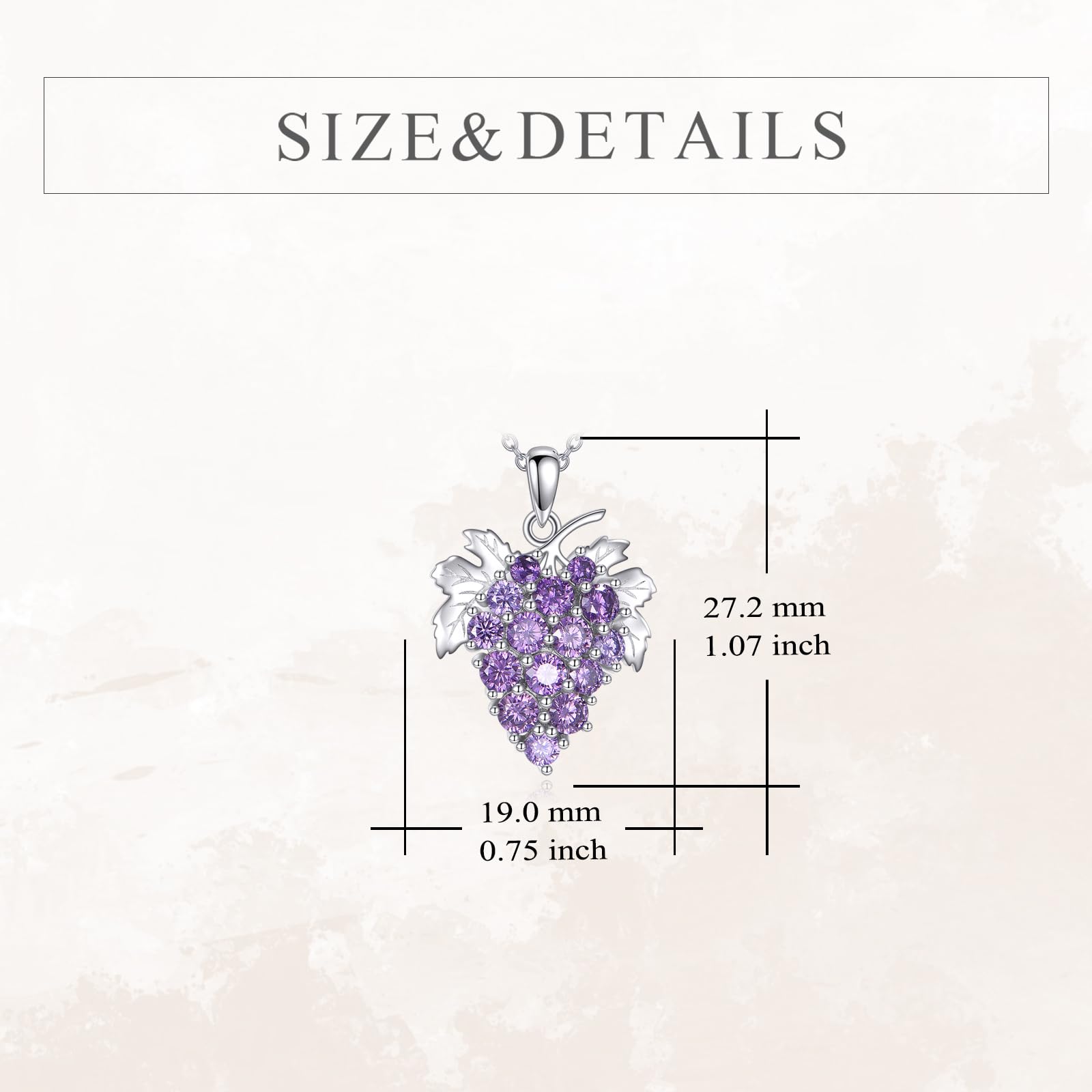 Vadmans Traube Kette 925 Sterling Silber Lila Traube Anhänger Halskette Früchte CZ Schmuck Geschenke für Damen Frauen