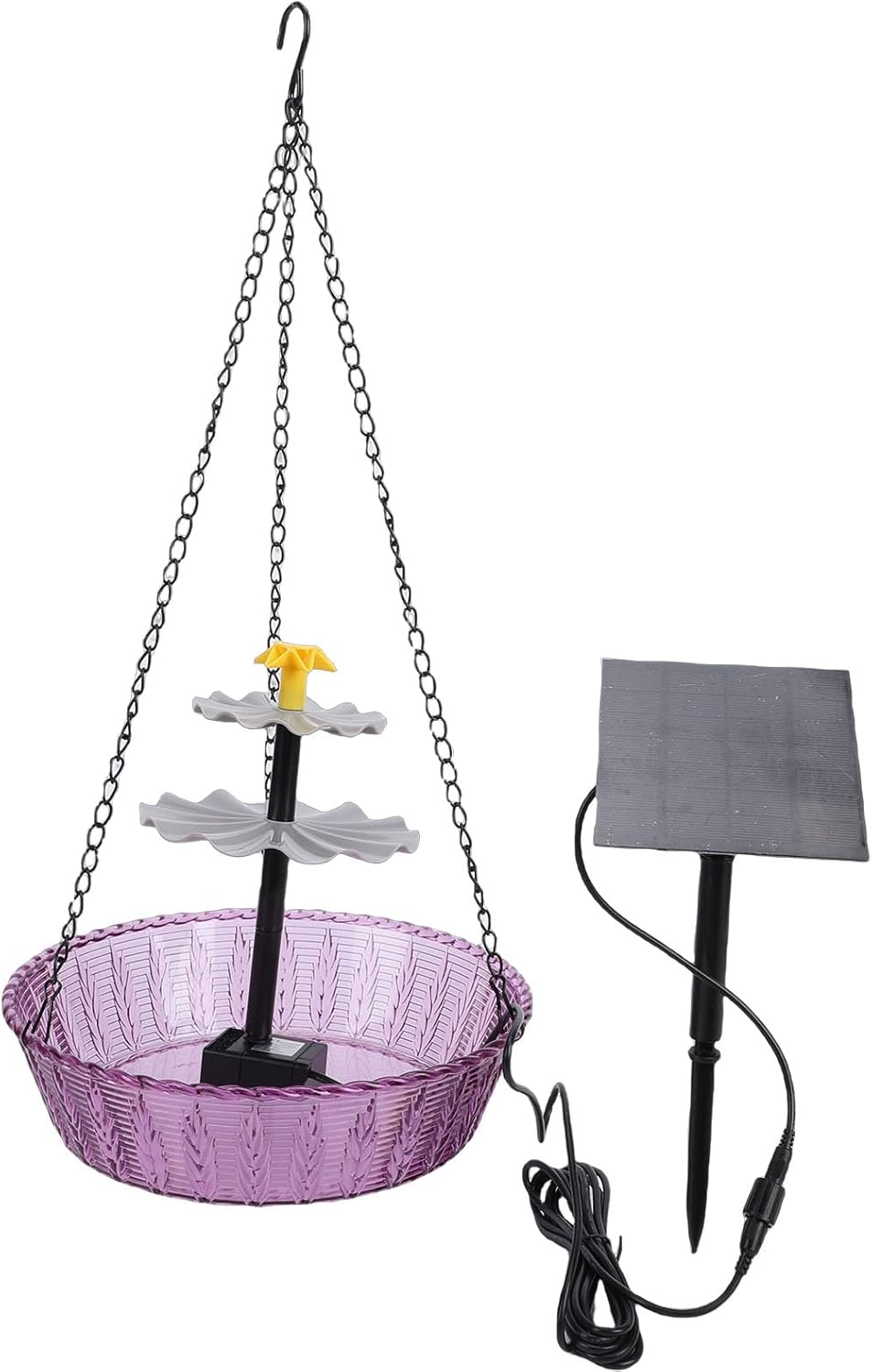 Solar Bird Bath Fountain Pump, Cascade Hanging Bird Bath Fountain with Fountain Hanging Outdoor Bird Bath Bowl for Bird Bath, Garden, Pond, Pool, Outdoor